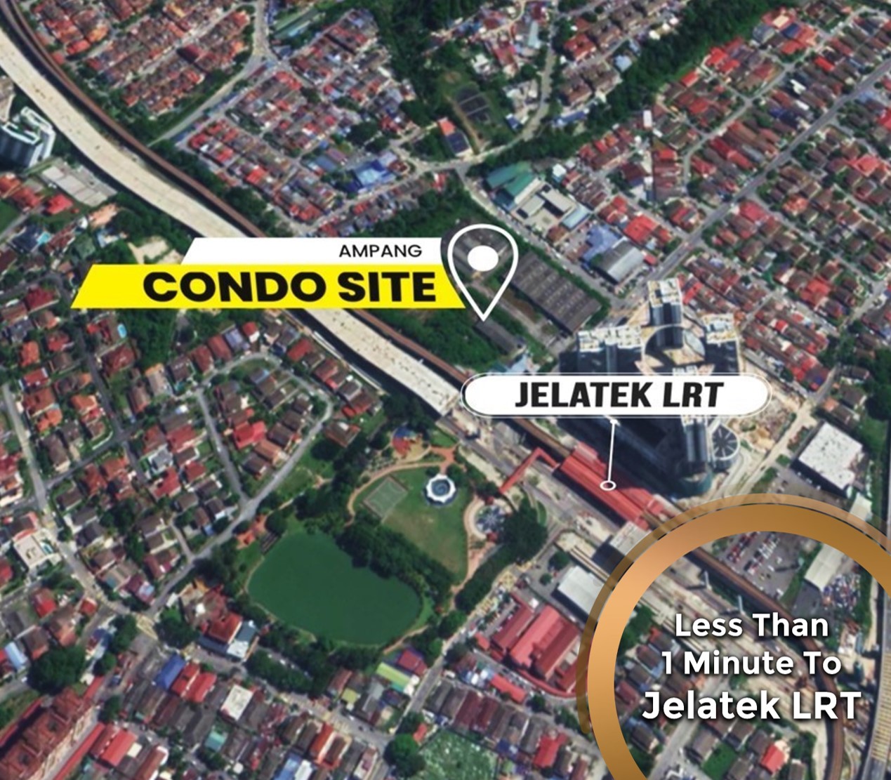 Aerial map of Jelatek LRT next to Astrum Ampang